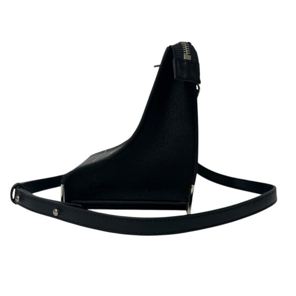 $695 A Cold Wall Black Structured Leather Curved Square Small Crossbody Bag - Picture 9 of 14
